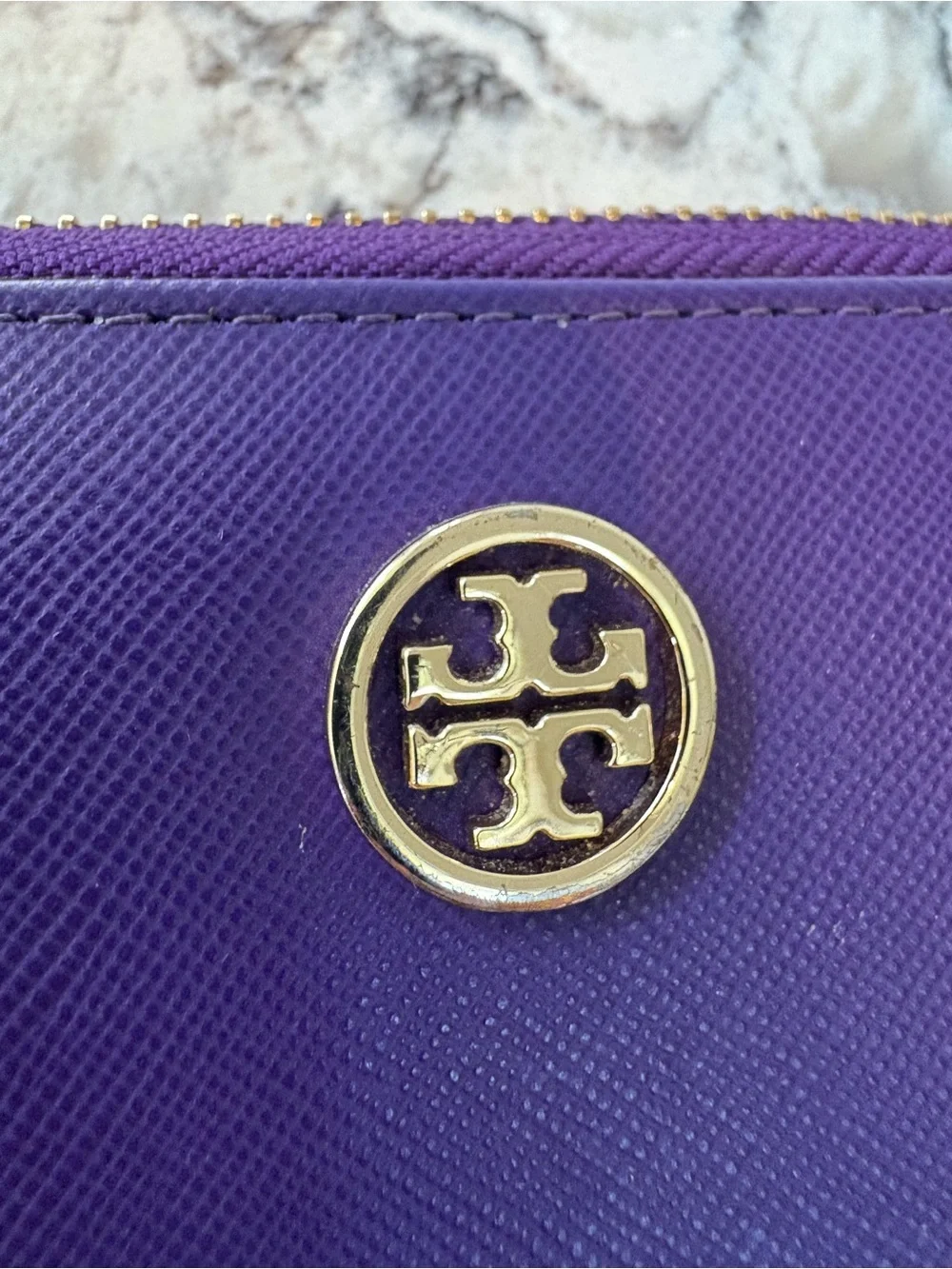 Tory Burch Deep Purple Zip-Around Continental Wallet